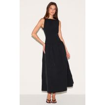 Robe mi-longue noire à taille tombante, Noir