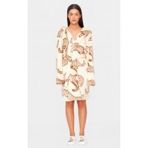 Peignoir en polaire crème imprimé guépard, Crème