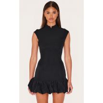 Robe bouffante noire à détail coutures sur le buste, Noir