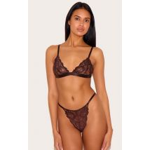 Ensemble de lingerie en dentelle chocolat, Chocolat