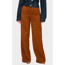 Pantalon de tailleur droit en suédine camel, Camel