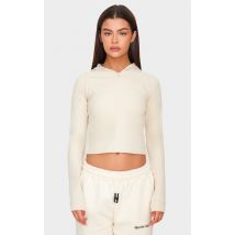 Veste de sport sable Sculpt Luxe à capuche et manches longues, Sable