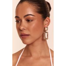 Boucles d'oreilles XXL rectangulaires tombantes dorées, Doré