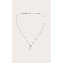 Collier argenté à pendentif carré, Argenté