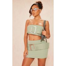 Shape Khaki Woven Belted Bandeau, Khaki