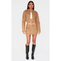 Brown Cargo Pocket Detail Denim Mini Skirt, Brown