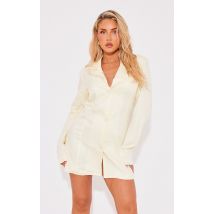 Robe blazer oversize texturée jaune à boutons, Jaune