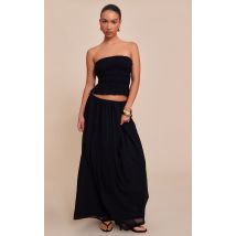 Jupe longue fluide en mousseline de soie noire, Noir