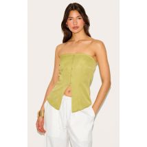 Gilet bustier ajusté vert à boutons, Vert