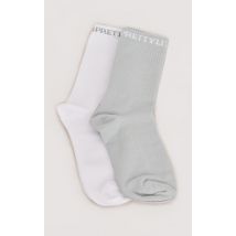 PRETTYLITTLETHING Grey Logo 2 Pack Socks, Grey