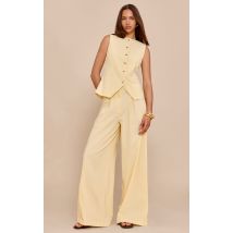 Pantalon large jaune beurre plissé, Jaune Beurre