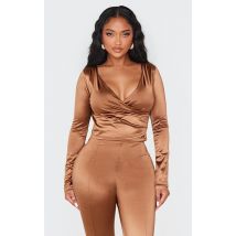 Shape Top cache-coeur disco en Sculpt marron à manches longues, Marron