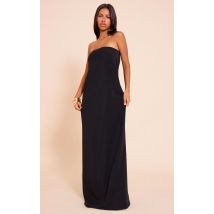 Petite Robe Mi-longue Noire Fluide Tissée Bandeau, Noir