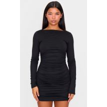 Robe moulante doublée noire à fronces, Noir
