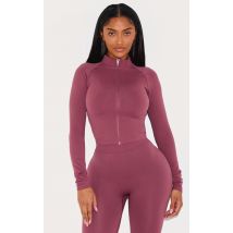 Shape Veste de sport bordeaux sans coutures à zip, Bordeaux