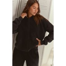 Femme Hoodie gris anthracite acidulé à zip | Taille XL