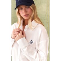 Chemise blanche à manches longues et logo brodé, Blanc