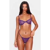 Soutien-gorge en dentelle festonnée violet profond à armatures, Violet Profond