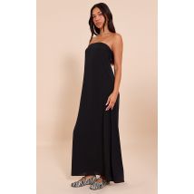 Robe bustier longue droite noire, Noir