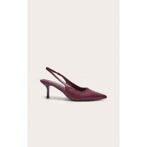 Escarpins Slingback Pointus à Talons Mi-Hauts en PU Bordeau, Bordeaux