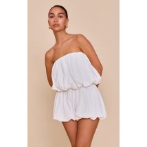 Combishort bustier bouffant blanc, Blanc