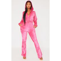 Shape Hot Pink Towelling Tie Waist Wide Leg Jumpsuit, Hot Pink