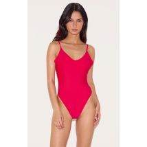 Maillot de bain rouge à décolleté plongeant, Rouge