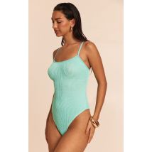 Jersey Bleu Stretch à Bretelles Froissées, Bleu