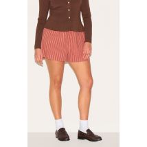 Plus Short fluide orange brûlé à fines rayures, Orange Brûlé