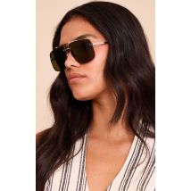 Lunettes de soleil aviateur angulaires oversize argentées, Argenté