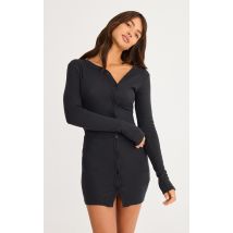 Robe moulante noire à boutons, Noir