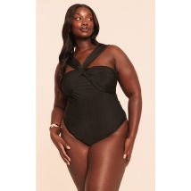 Plus Maillot de bain noir à buste froncé, Noir