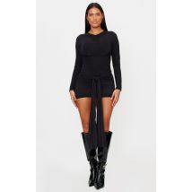 Shape Mini robe froncée noire à nouer devant, Noir
