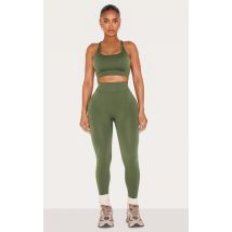 Shape Legging de sport vert forêt sans coutures à taille haute et fronces derrière, Vert Forêt