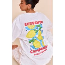 T-shirt oversize blanc à graphique "Sorrento", Blanc
