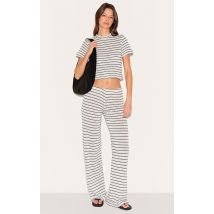 Pantalon casual texturé bleu marine à rayures, Bleu Marine