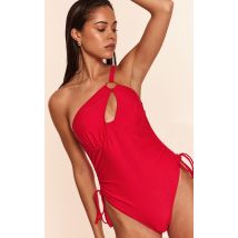 Maillot de bain rouge à épaule unique et armatures, Rouge