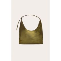 Tote bag réversible en suédine et PU vert olive, Vert Olive