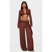 Pantalon marron chocolat à détail torsadé, Marron Choco