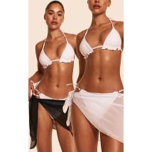 Lot de 2 paréos de plage en mousseline de soie noire et blanche, Blanc