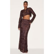 Jupe longue chocolat fleurie, Chocolat