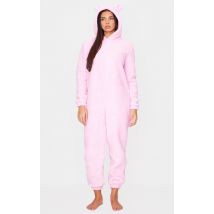 Onesie en polaire rose à capuche, Rose