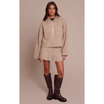 Stone Pleated Denim Mini Skirt