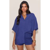 Short fluide bleu marine à taille mi-haute, Bleu Marine