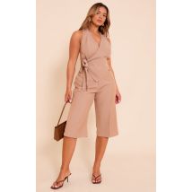 Shorts mi-long moulants tissés façon moka, Café au Lait