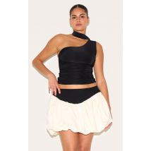 Jupe Mini Bouffante Taille Basse Contrastée Noire (Grande Taille), Noir