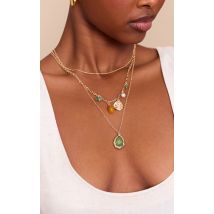 Collier à pendentifs perles en résine vert jade, Vert Jade