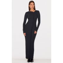 Robe longue noire à boutons, Noir