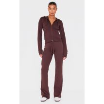 Pantalon skinny flare chocolat à taille basse, Chocolat