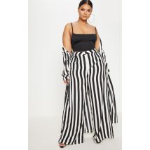 Plus Black Striped Wide Leg Trousers